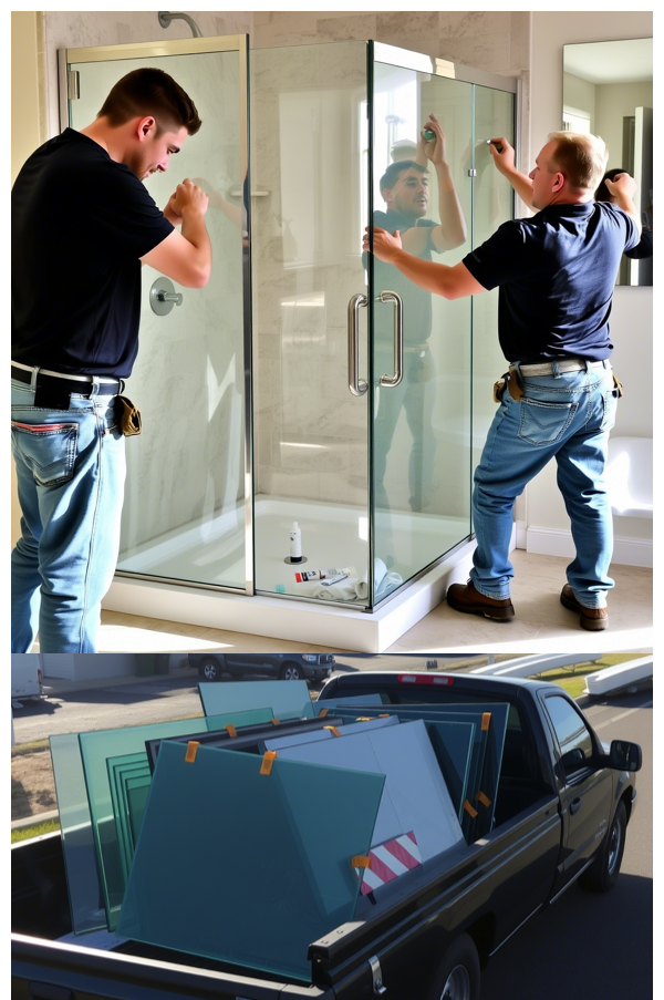 Glass Installation Example 12 - Kendall custom glass