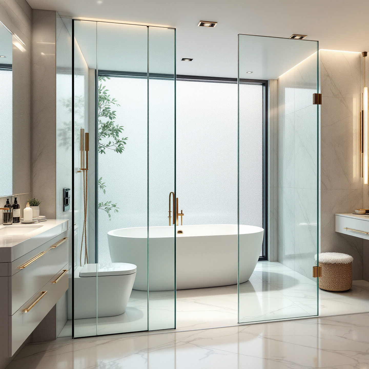 Frameless glass shower